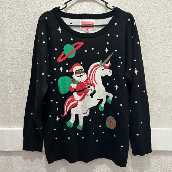 Tipsy Elves Santa on Unicorn in Space Christmas Sweater Size Large - Picture 3 of 7